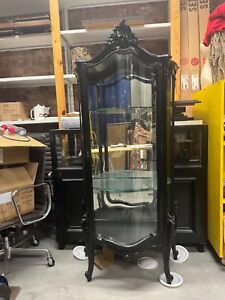 Antique Curved Glass Curio Display Cabinet