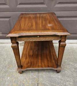 Vintage Walnut End Table 2 Tier Pull Out Shelf 1