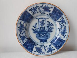 Antique Dutch Delft Blue Plate 18th Century Marked De Porceleyne Bijl 