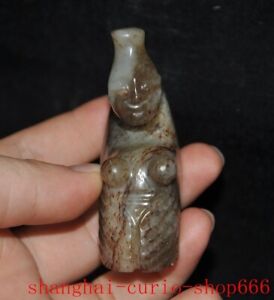 2 6 China Ancient Hetian Jade Carved Sacrifice Fengshui Weird People Statue
