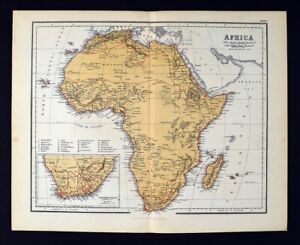 1869 Chambers Map Africa South Cape Town Guinea Egypt Madagascar Morocco Congo
