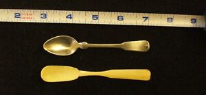 Antique Ca 1850 Pewter Spoon And Bone Spoon