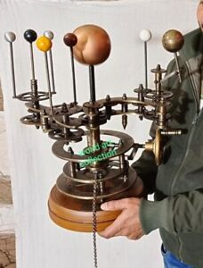 Antique Brass Orrery Solar System Sun Earth Moon Motion Scientific Research Mode