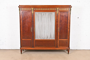 Antique French Regency Louis Xvi Mahogany Bibliotheque Bookcase Cabinet