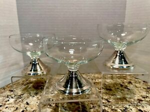 Vintage Lot Of 3 Duchin Creation Sterling Silver Weighted Glass Cups