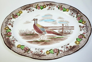 Pheasant Platter Transferware Oval Serving Tray 18 Game Platter Holiday