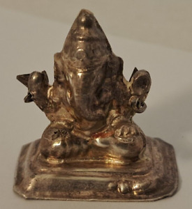 Antique Asian Hindu God Ganesh Sterling Silver Figurine 1 3 8 Signed 3 D Nice
