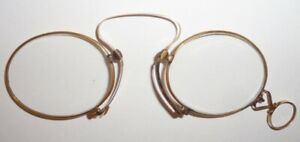 Antique 14k Yellow Gold Pince Nez Eyeglasses Heart Shaped Handle