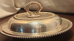 E G Webster Son Vintage 2 Piece Silver Plate Covered Oval Serving Dish
