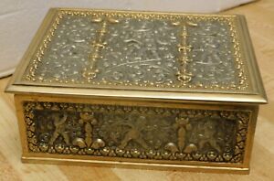 Antique Brass Silver Metal Box Earhard Sohne Art Nouveau Jewelry Box