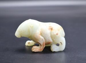 Chinese Antique Han Dynasty Hetian Ancient Jade Carved Bear Statues