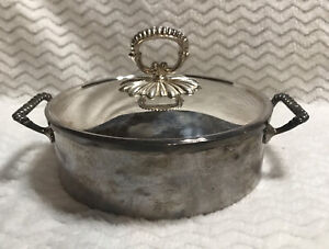 Neiman Marcus Italy Silver Plated Round Covered Dish Chafing Buffet Serving Bowl