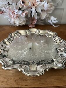 Vintage Footed Silver Plated Tray By Prill
