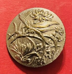 Ex Scarce Dragonfly Brass Tight Top Button Backmarked Ca 1880s 1890s