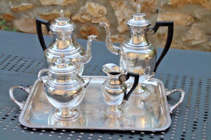 Antique French Empire Silver Plated Tea Set Service Christofle Classical Odiot