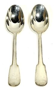 Cluny By Christofle Lot Of 2 Sterling Silver Large Spoons 8 Inches