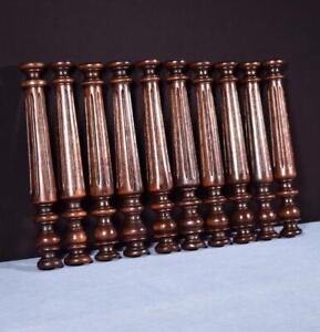  Set Of 10 French Antique Solid Chestnut Wood Posts Pillars Columns Salvage