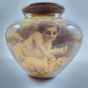 Beautiful Antique Cherubs Angels Porcelain Vase