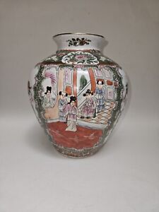 Vtg Qing Dynasty Qianlong 1736 1795 Rose Medallion Famille Vase 8 5 X7 5 Signed