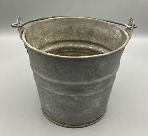 Vintage Small Mini Pail 4 Galvanized Bucket 6 Inch Diameter Bail Handle