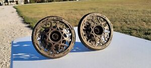 Pair Of Antique Cast Iron Ceiling Light Fixtures 1930s Forged Brass Finish