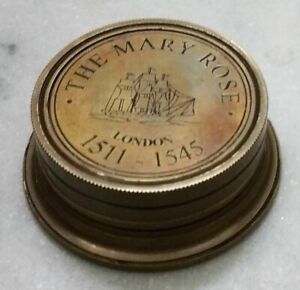 Nautical Compass Brass Mary Rose Antique Sundial Working Vintage Designer Gift
