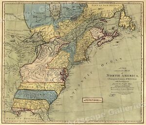 North America 1771 Colonial Map 13 Colonies 20x24