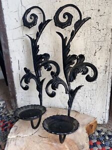 Elegant Antique Style Black Iron Wall Sconces 18 25 Decorative Candle Holders