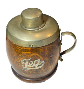 Vintage Rare 1930s English Oak Wood And Silver Tea Caddy Loose Leaf Tea Caddy