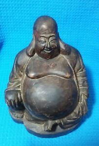 Buddha Antique Mid Century Wood Carved Vintage Statue8 High