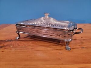 Silver Plate Vintage 3 Pc Covered Footed Casserole Serving Dish