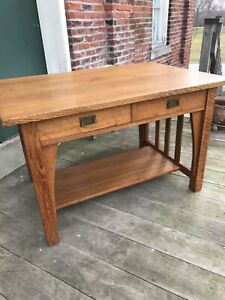 Limbert 166 Arts And Crafts Oak Library Table 48 X 34 X 30 Two Drawers Nice