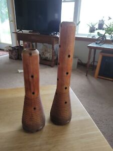2 Antique Wooden Sewing Industrial Bobbin Spool For Wool 9 3 4 7 3 4 