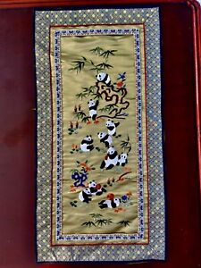 Vintage Chinese Silk Embroidery Panda 