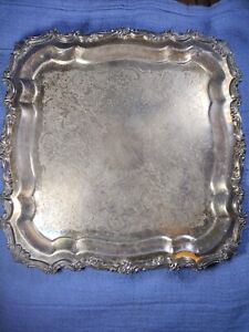 Sheridan Silverplate Footed Square Tray 13 X 13 Heavy Ornate Nouveau Style