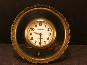 1900 French Palais Royal Grand Tour Bronze Ormolu Beveled New Haven Shelf Clock 