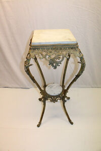 Exquisite 19th C Victorian Brass Marble Top Lamp Table Pedestal Stand