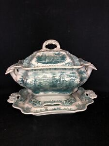 3pc Tyrolean Staffordshire Soup Tureen