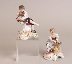 Pair Antique Porcelain Figurinnes Berlin Meissen Dresden 19thc Romance