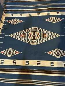 Vintage Mexican Native American Texcoco 74x53 Blanket Rug
