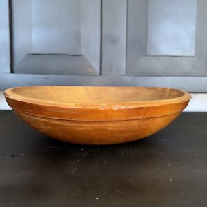 Vintage Wood Dough Bowl W Patina Farmhouse Primitive Handmade 12 X 3 5 High