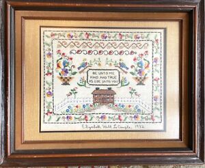 Antique 1932 Needlepoint Cross Stitch Embroidery Primitive Excellent Condition