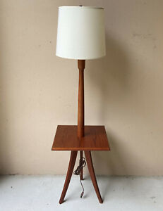 Mid Century Danish Modern Teak Table Floor Lamp