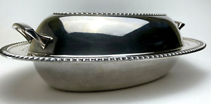 Antique Silver Plated Covered Serving Dish 12 Handles Sheffield Usa