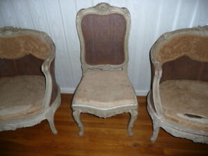 Antique French Rococo Cane Settees And Chair Suite Allard Et Fils 