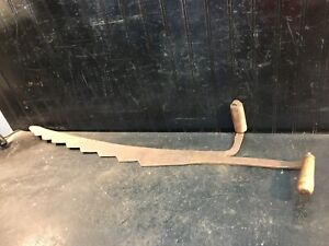 Vintage Antique Primitive Hay Ice Cutting Knife Hand Saw 34in Barn Farm Tool