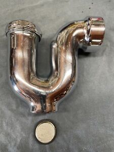New Vtg Heavy 1 5 Brass Sink Drainpipe P Trap Clean Out Chrome Standard Usa