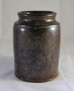 Antique Manganese Lead Glazed Redware Preserve Jar Pa