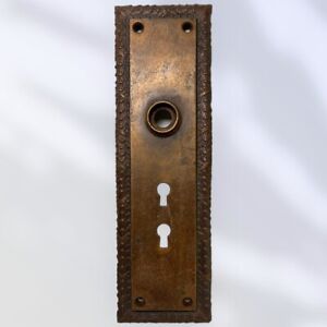 Antique S K Double Keyhole Cast Bronze Entry Door Knob Back Plate 9 X 2 75 