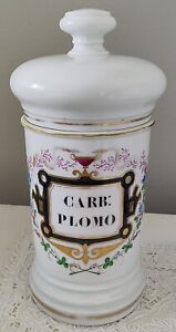 1870 French Porcelain Plomo Apothecary Jar Collins Paris Porcelaines Cristaux